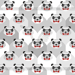 Angry Panda. Seamless pattern of ferocious bears - vector clip art