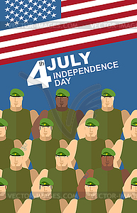 4th july. American independence day. Soldiers in - vector image