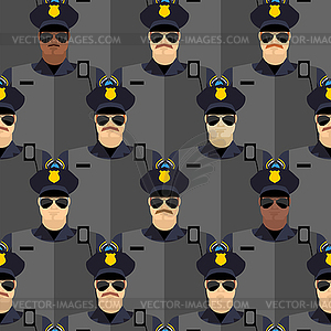 Police officers seamless pattern. police stand - vector clip art
