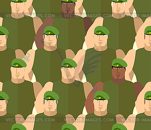 Soldiers in Green Berets. Special forces. Army - vector image