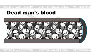 Blood of dead man. Blood cells in form of skulls. - vector image