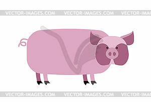 Fat pig. Farm animal - vector image