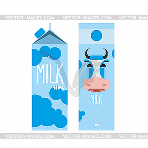 Packaging of milk. Template design Package with blu - vector image