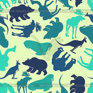 Animals seamless pattern. Zoo background. Wild - vector image