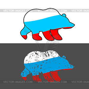 Bear flag of Russia. Russian Wild Animal - vector image