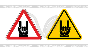 Warning sign of attention rock music. Rock hand - vector image