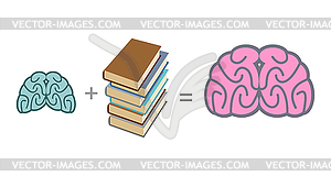Мозг и книги. Используйте чтение на ум. стек - изображение в векторном формате