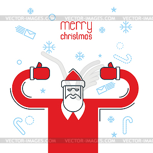 Santa Claus shows thumb up. Merry Christmas design - vector clip art