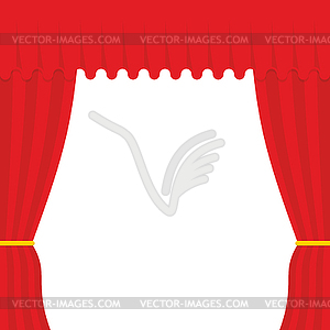 Empty scene. Red Curtain, outdoor. Theatre curtain - vector clipart