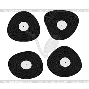 Set music black vinyl Retro plate - vector clip art