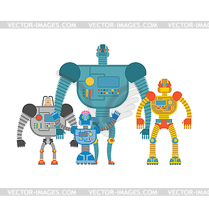 Set space robots. Cyborgs invaders. Humanoid - vector image