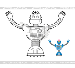 Space Robot coloring book. Cybernetic mechanism wit - vector image