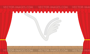 Empty stage. Outdoor red curtain. Curtains before - vector image