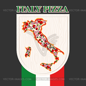 Italian pizza. Sign for restaurant or Cafe. Pizza i - color vector clipart