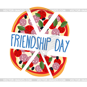 International friendship day. Pizza pieces for - vector clip art