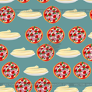 Pizza and pasta-national food of Italy Seamless - vector clip art