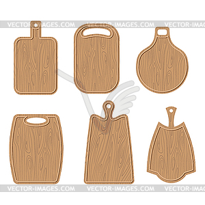 Wooden cutting board set. Kitchen cutting board - vector image