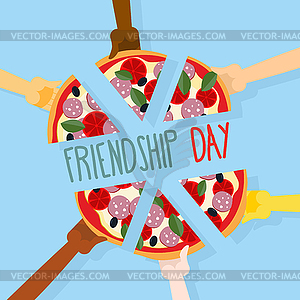 International friendship day. 30 July. Pizza - vector clip art