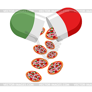 Italian national pill. Medicine patriotic. of - vector clipart