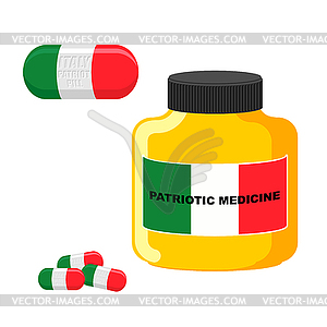 Patriotic medicine Italy. Pills with Italian flag. - vector clipart