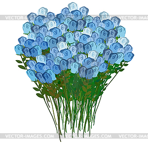 Grand bouquet of blue roses, for meeting or - vector image