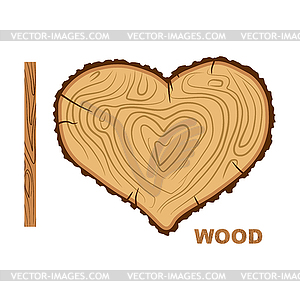 I love wood. Cutting tree as symbol of heart. - vector clipart