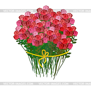 Bouquet of roses and white background. Huge - color vector clipart