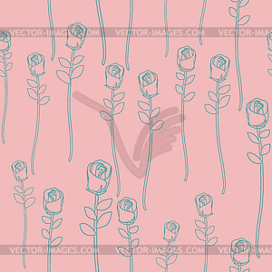 Vintage roses on pink background seamless pattern. - vector clip art