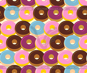 Donuts seamless pattern. Chocolate and strawberry - vector image