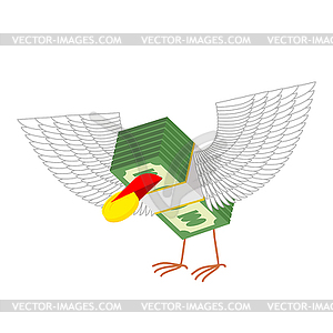 Деньги с крыльями ест золотые монеты - изображение в векторном виде