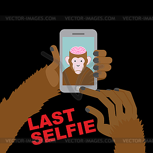 Last selfie before his death. Selfie Monkey with - vector EPS clipart