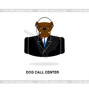 Doggy call Center. Dog with headset. Pet in - vector clipart