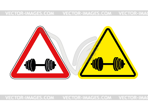 Attention fitness. Warning sign sport. Red and - vector image