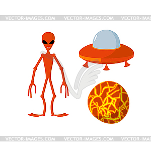 Set alien and UFO. Space planet.  - royalty-free vector clipart