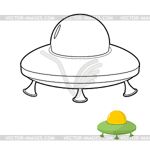 UFO coloring book. an alien space transpo - vector image