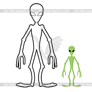 Alien coloring book. Humanoid space alien.  - vector clipart