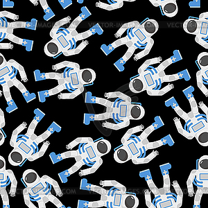 Astronaut seamless pattern. Astronauts in black - vector image