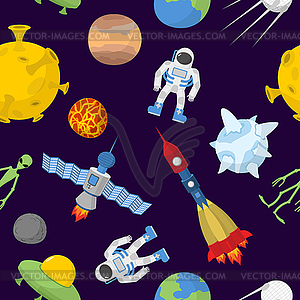 Space cartoon seamless pattern. background. - vector image