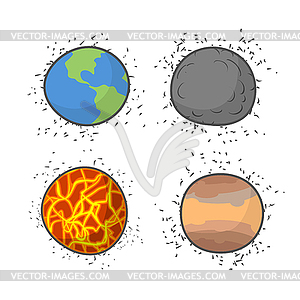 Set space planets and stars. illust - vector clipart