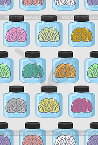 Laboratory examination brains seamless pattern in - vector clipart