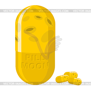 Moon pill. Fantastic Medication of disease. - vector clip art