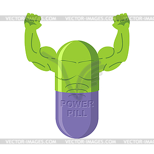 Power pills. Tablets for bodybuilding. Medication - vector clip art