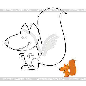 Squirrel coloring book. Wild rodent Frenzy. Funny - vector clip art