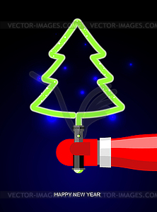 Light Green Christmas tree . Lightsaber in form of - vector clip art