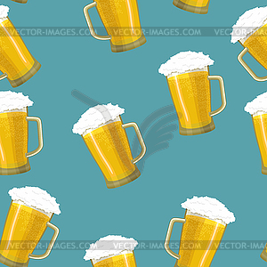 Seamless background tankards foamy glass of beer - vector clip art