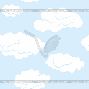 Blue sky and white clouds. Seamless pattern. - vector image