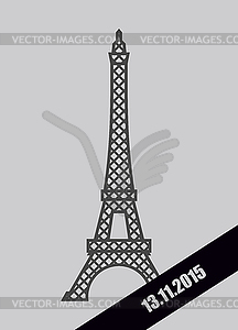 Eiffel Tower black Mourning Ribbon. November 13, - white & black vector clipart