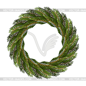 Traditional wreath of spruce branches for - color vector clipart