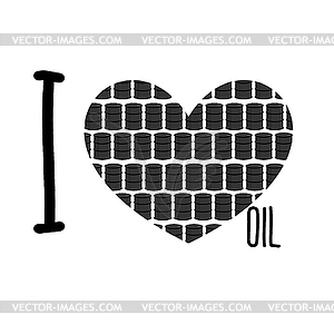 I love oil. Symbol heart of barrels of oil.  - vector clipart