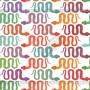 Background of many snakes. Colorful reptiles are - royalty-free vector clipart